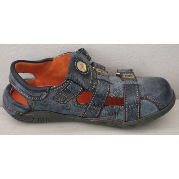 TMA Eyes 27802 Women's Sz 7 Black/Orange Closed Toe Cut-Out Leather Sandals - Picture 11 of 13